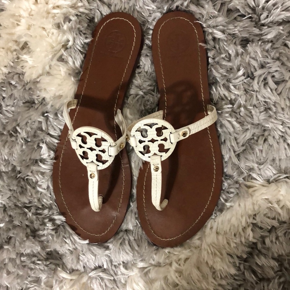 Tory Burch white thongs